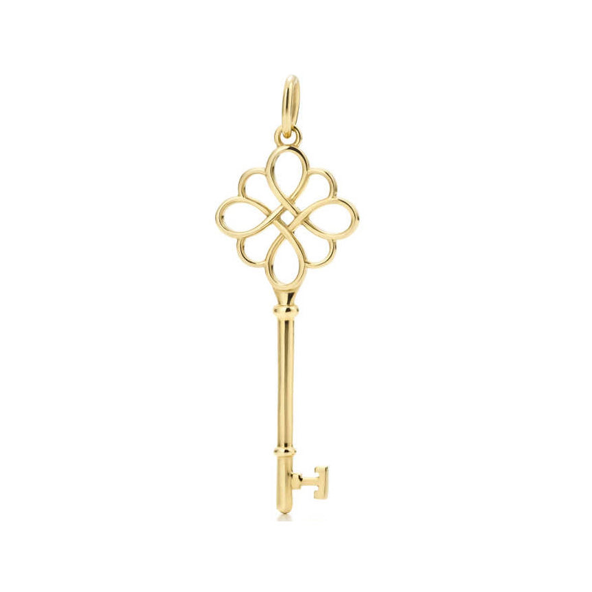 TIF33485463 light gold Chinese knot key pendant 1.75 inches
