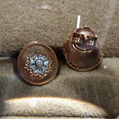 BQLT-ES799037 round body light gold surface and flower earrings