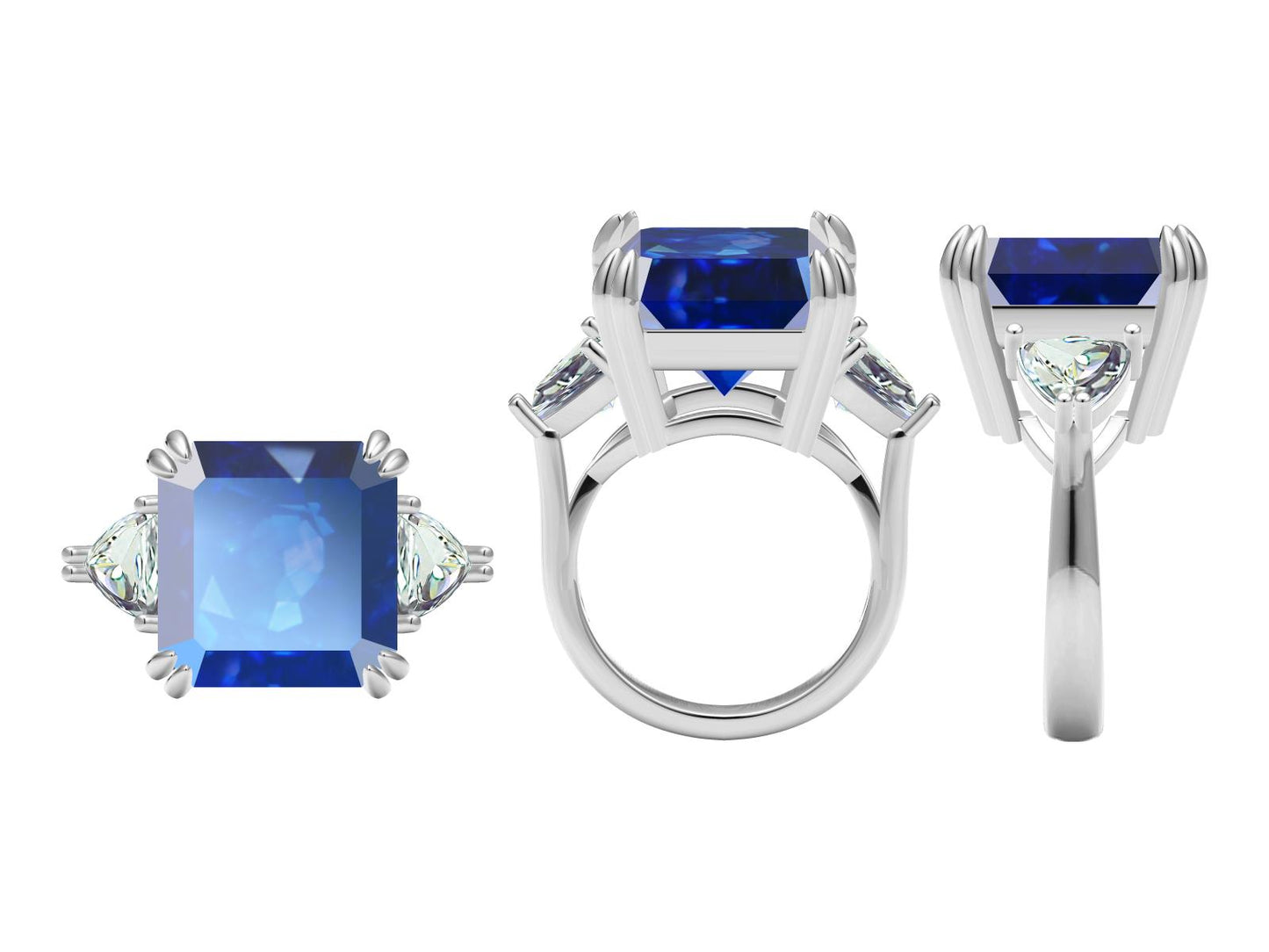 HW-9423343 four-claw emerald 1+2 ring