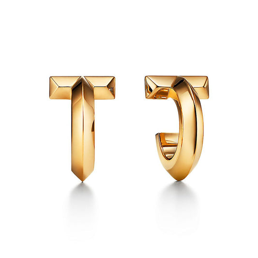 TIF-70811219 light gold T-shaped sword spine hoop earrings