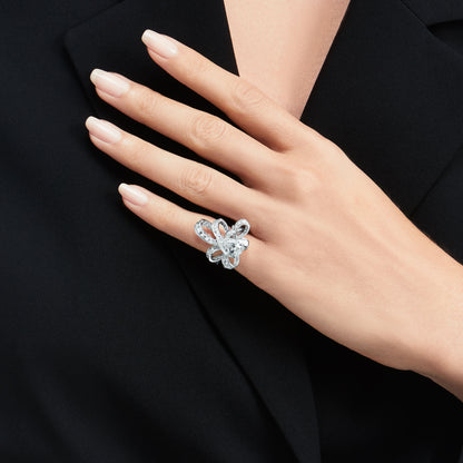 GLF-RGR617 bow-set T-square diamond ring 12.5#