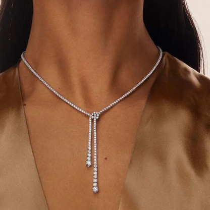 GLF-RGN382 Rope Knot Double Row Diamond Necklace