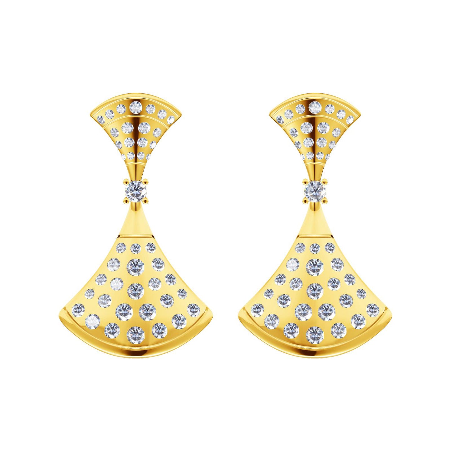 BGL-294122 full diamond double fan skirt earrings fan earrings