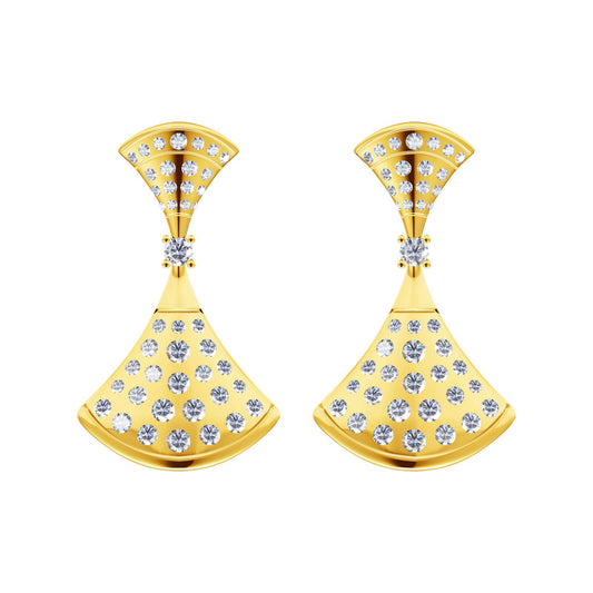 BGL-294122 full diamond double fan skirt earrings fan earrings