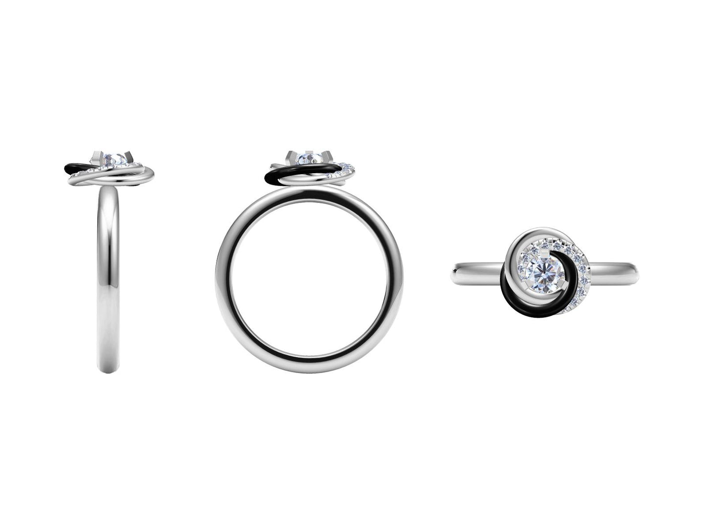 KDY-N955154三环玛瑙三爪戒指0.3ct