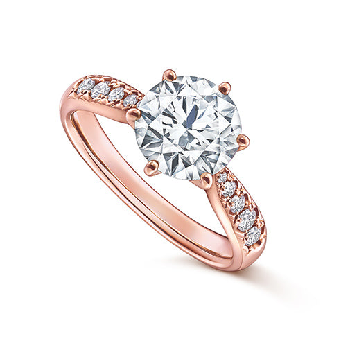 TSQ-RD-F2120 Six prong straight arm half diamond ring 0.4ct14#