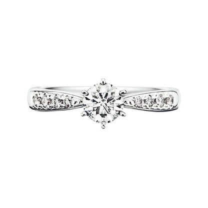 TSQ-RD-F2120六爪尖直臂半钻戒指0.4ct14#