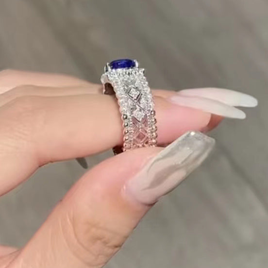 BQLT-RIN854124 Cushion Stone Lace Large Flower Head Hollow Arm Ring