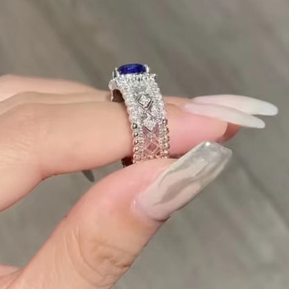 BQLT-RIN854124 Cushion Stone Lace Large Flower Head Hollow Arm Ring