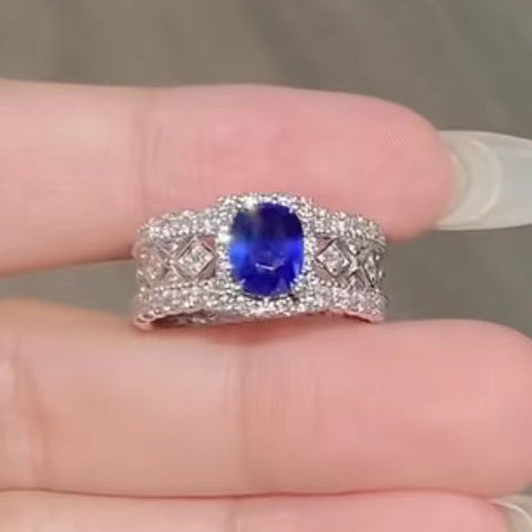BQLT-RIN854124 Cushion Stone Lace Large Flower Head Hollow Arm Ring