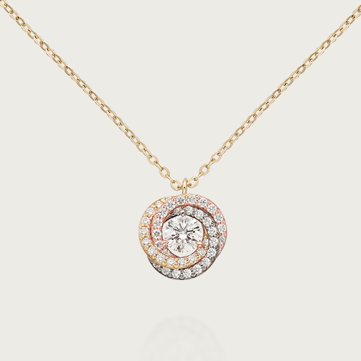 KDY-B7224807 three-ring three-color gold diamond pendant with central main diamond