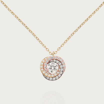 KDY-B7224807 three-ring three-color gold diamond pendant with central main diamond