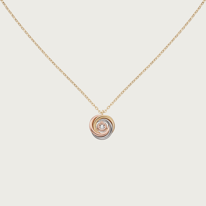 KDY-B7224807 three-ring three-color gold diamond pendant with central main diamond