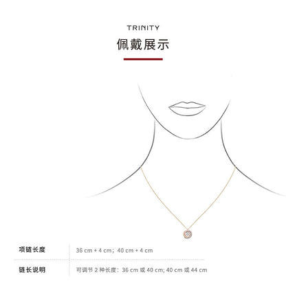 KDY-B7224807 three-ring three-color gold diamond pendant with central main diamond