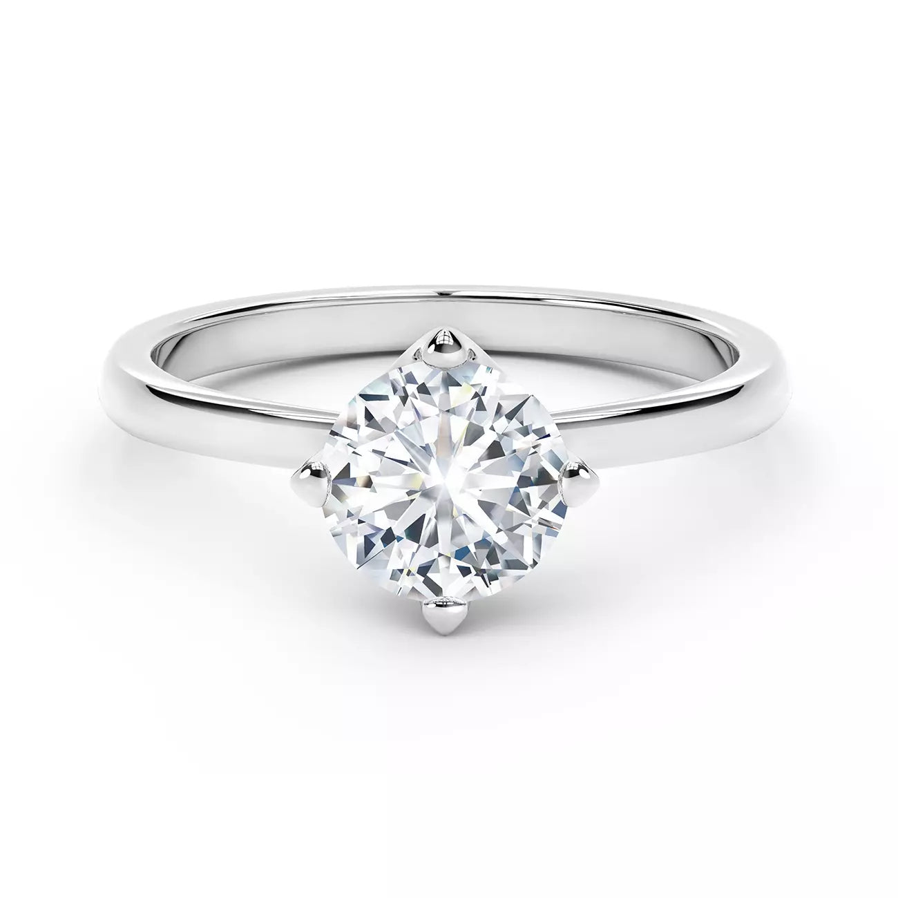 DBES-R813542 Cross four-claw light gold main diamond ring for women 12#
