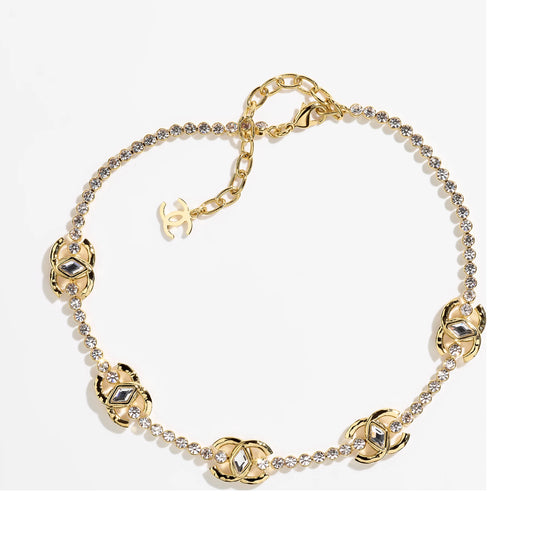 XNE-AB9925 Double C+ Bubble Color Separation Bezel Necklace