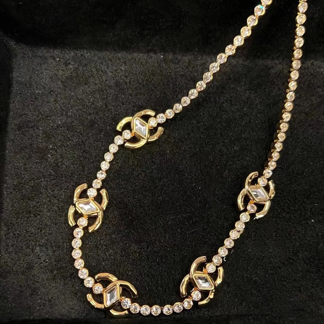 XNE-AB9925 Double C+ Bubble Color Separation Bezel Necklace