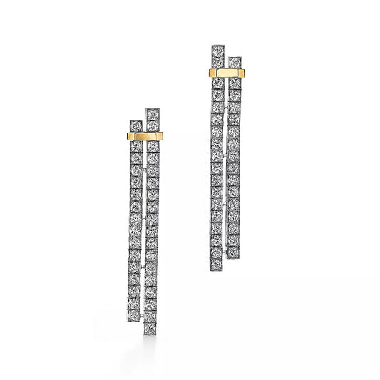 TIF-70919877 checkered movable bar earrings