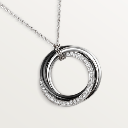 KDY-B3045500 three-ring ceramic single row diamond ring pendant