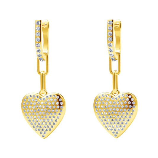 LV-Q184648 full diamond heart-shaped earrings