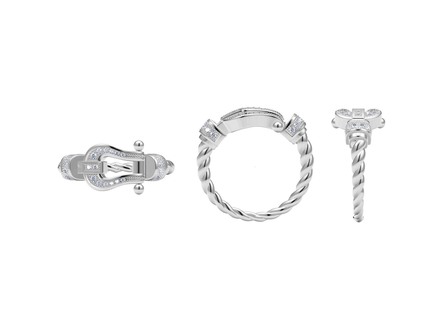 FLD-242454 twisted rope horseshoe ring