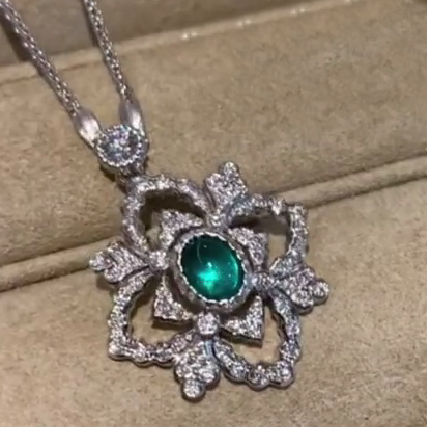 BQLT-PEN58422S Medium Colorful Four-leaf Clover Tie Chain Pendant Main Stone 7.75x5.23mm