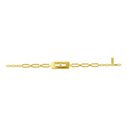 MSK-12185 single diamond movable light gold bracelet