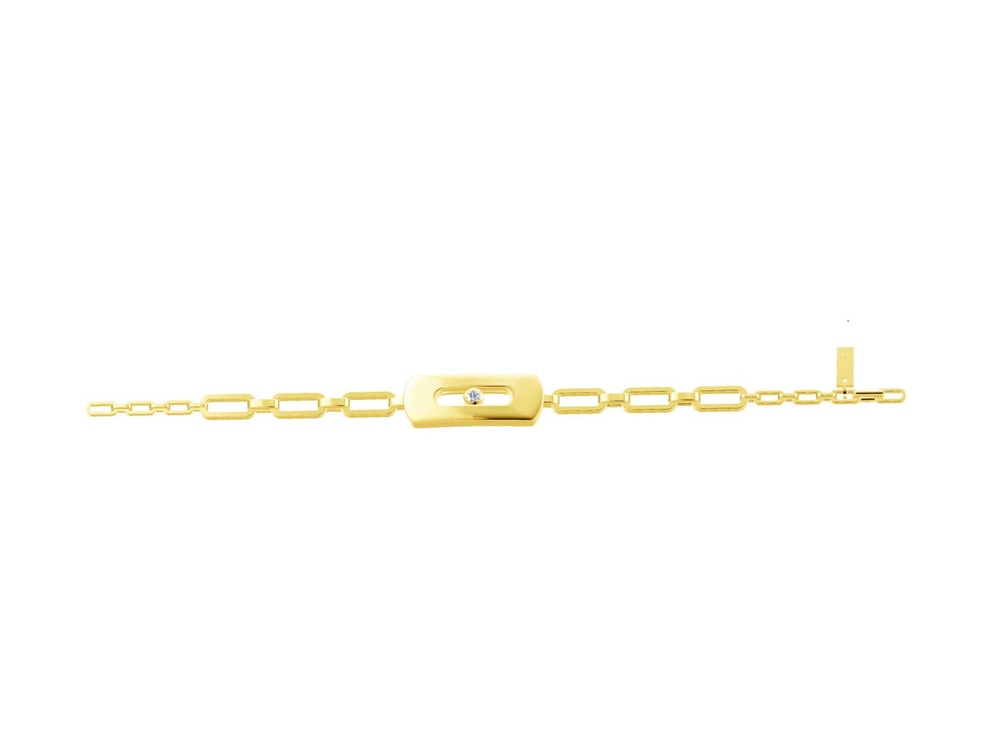 MSK-12185 single diamond movable light gold bracelet