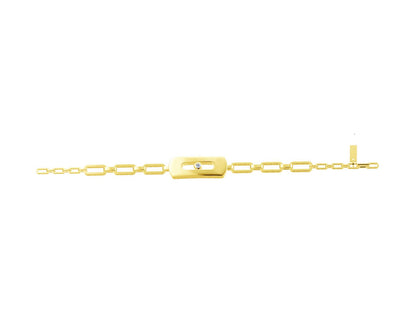 MSK-12185 single diamond movable light gold bracelet