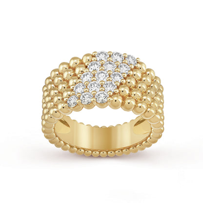 VCARP7UT00 beaded 5-row diamond design ring