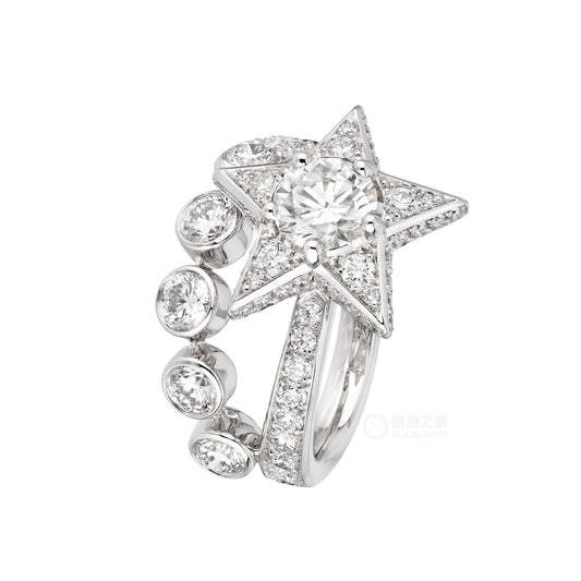 XNE-J64759 full diamond five-pointed star blister bezel set tail twist arm ring
