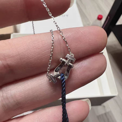 FLD-7B0280 Horseshoe Diamond Tie Chain Pendant Necklace Customer Version