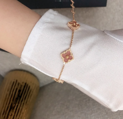 BQLT-BRC158114 Same front and back agate European style four-leaf clover flower-shaped bracelet with 5 flowers