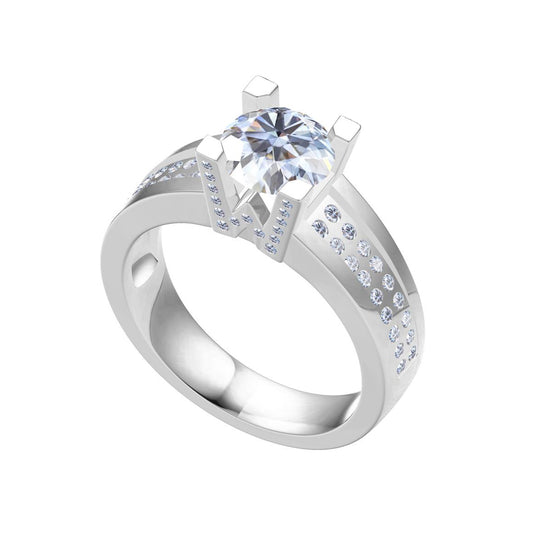 HW-4672244 Letter Four Claw Full Diamond Ring 13#1.31CT