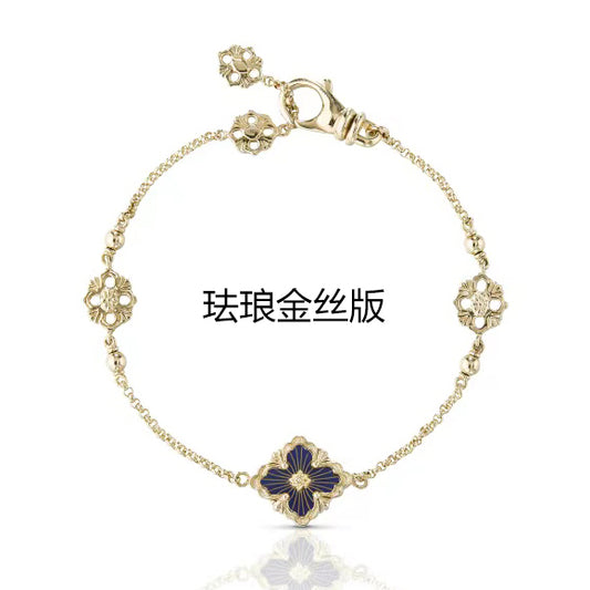 BQLT-JAUBRA018237 Enamel gold wire European style four-leaf clover bracelet