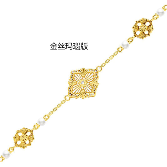 BQLT-BRC488732 gold agate version diamond European style four-leaf clover bracelet