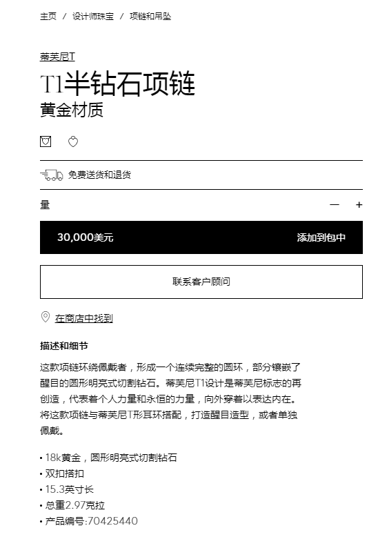 TIF-70425440剑脊半钻T字项链