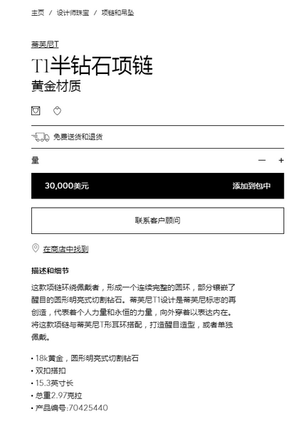 TIF-70425440剑脊半钻T字项链