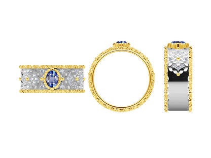 BQLT-RIN694112 bezel-set egg-shaped 3.7x5mm color-separated hollow straight-edge arm ring