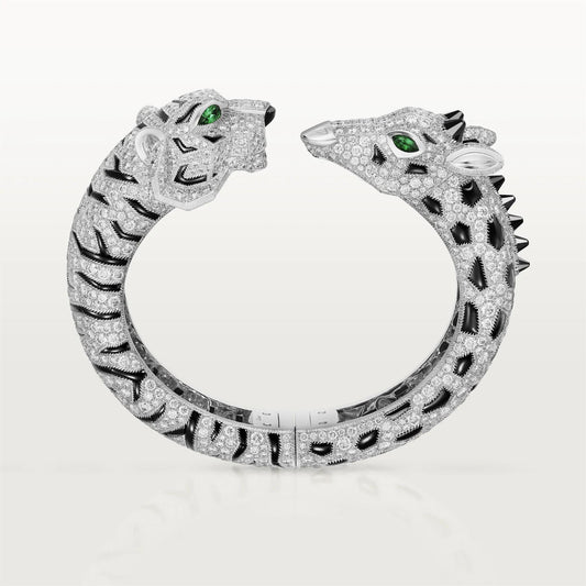 KDY-H6038216 Tiger Giraffe Double Headed Bracelet Full of Diamonds 17#