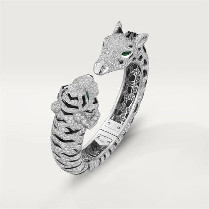 KDY-H6038216 Tiger Giraffe Double Headed Bracelet Full of Diamonds 17#