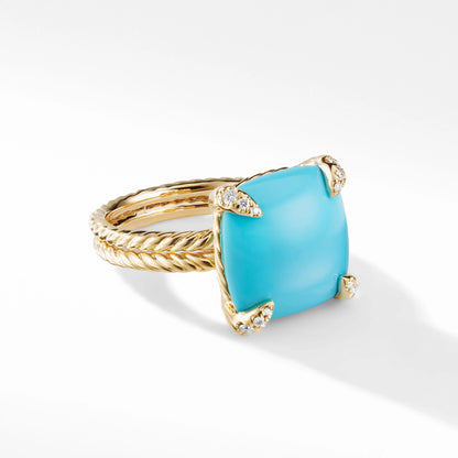 DWYM-R12742D88 Turquoise Four Claw Twist Rope Ring 14#