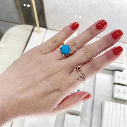 DWYM-R12742D88 Turquoise Four Claw Twist Rope Ring 14#