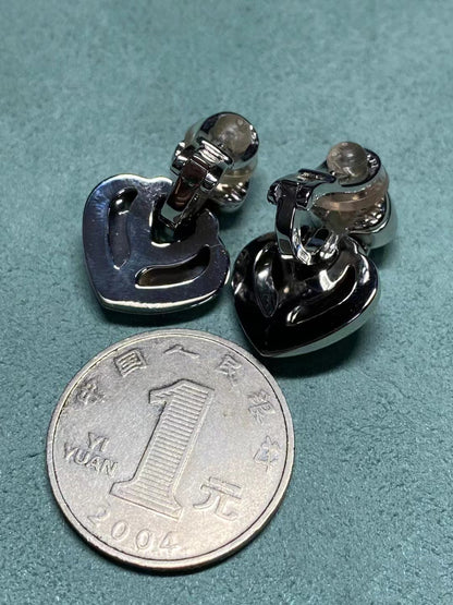 KDY-16712 full diamond double heart earrings ear clap