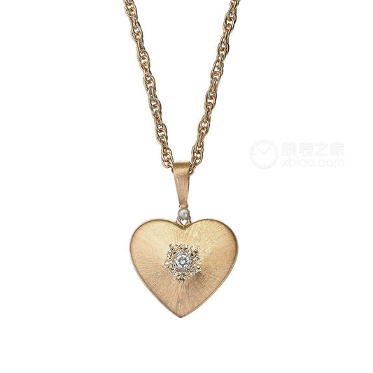 BQLT-JAUPEN012749 light gold brushed wave heart-shaped flower wire pendant