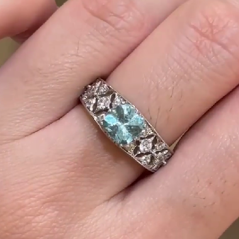BQLT-RIN45665 square flower ring main stone 5.11x5.07x2.9mm13#