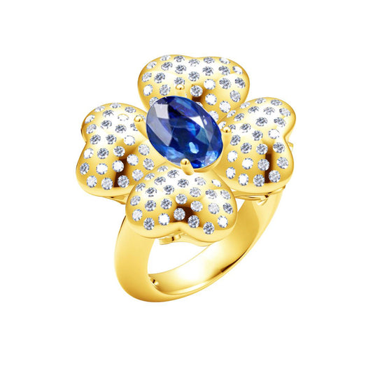 VCA50612044 heart-shaped petal egg-shaped gemstone ring 12.5#