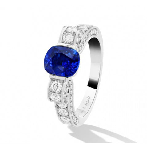 VCARO81000 high-shoulder cushion-shaped colorful stone ring