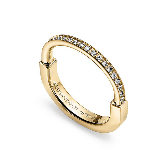 TIF-72344243 narrow lock-shaped half-diamond ring