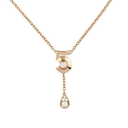XNE-J12429 Number 5 tether pendant necklace